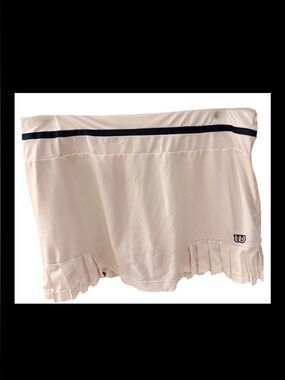 Wilson Classic White Pleated Hem Tennis Golf Skort Navy Stripe Athletic Womens M